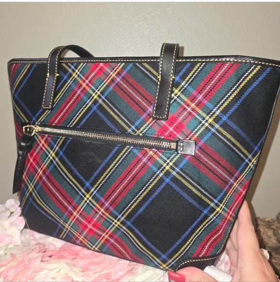 Dooney & Bourke Plaid Tote Bag Nwot - Picture 3 of 5